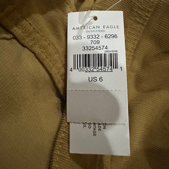 American Eagle Corduroy Mini Skirt Button Front High Rise Size 6 Tan Preppy - Picture 10 of 11